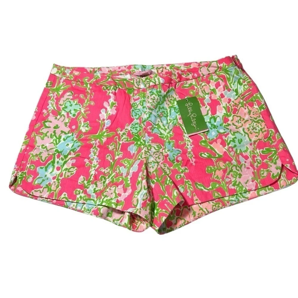 New Lilly Pulitzer Womens Adie Shorts 10 Flamingo Pink Southern Charm Cotton - Picture 2 of 7
